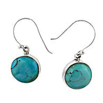 Load image into Gallery viewer, 925 Silver Turquoise Stone Earrings | Round Gemstone Jewelry
