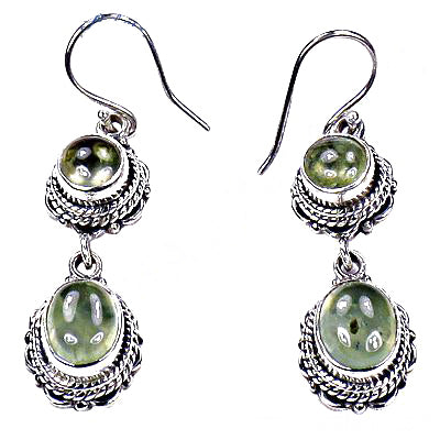 925 Silver Prehnite Dangle Earrings for Women | Gemstone Jewelry