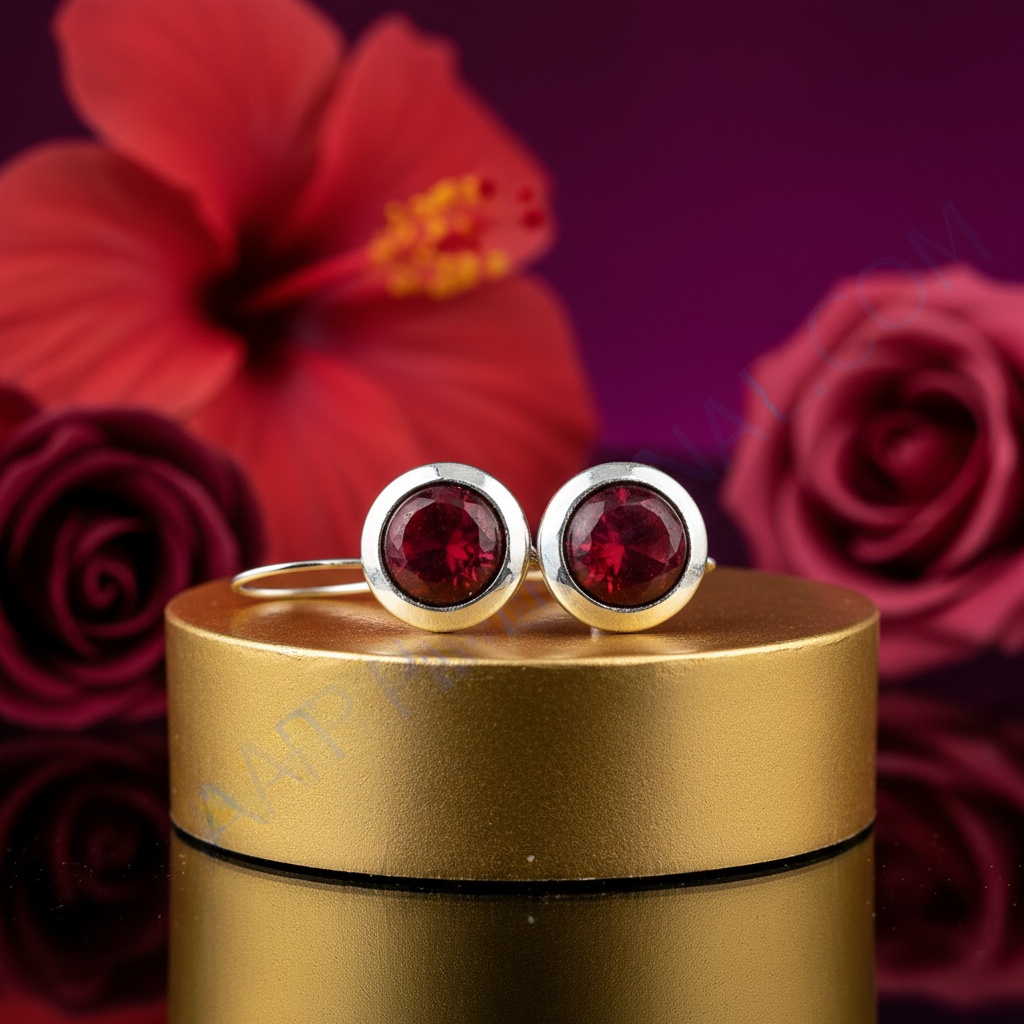 Silver Red Stone Drop Earrings for Women | Daily Wear Jewelry