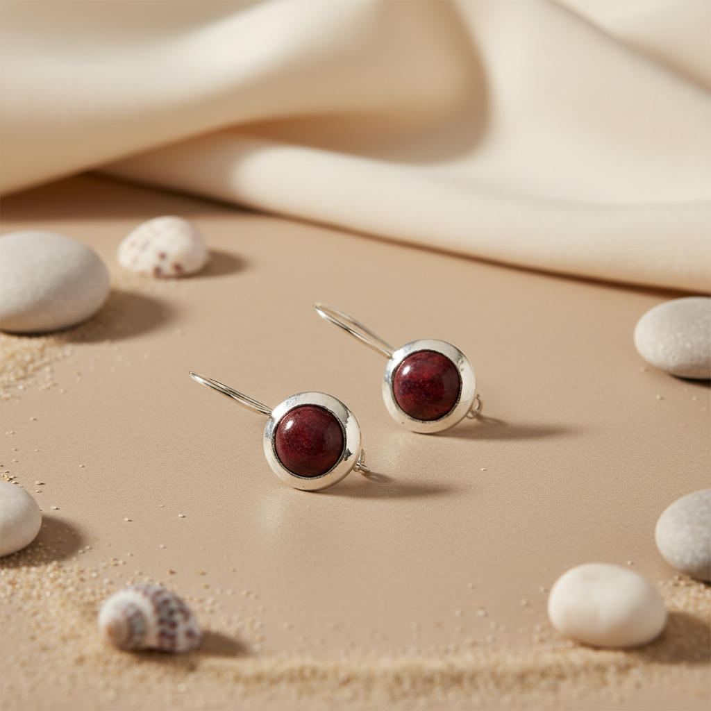 Silver Red Stone Drop Earrings for Women | Daily Wear Jewelry