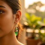 Load image into Gallery viewer, 925 Silver Green Stone Drop Earrings | Women's Jewelry Gift
