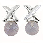 Load image into Gallery viewer, Silver X Stud Earrings with Faceted Stone | Women's Jewelry Gift
