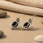 Load image into Gallery viewer, 925 Sterling Silver Black Onyx &amp; Peridot Earrings for Women
