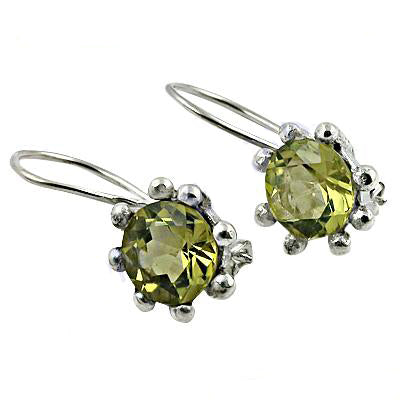 925 Silver Peridot Drop Earrings for Women | Green Gemstone