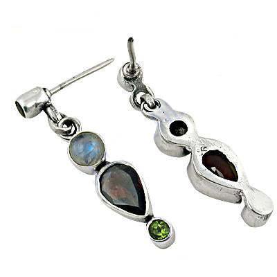 925 Silver Moonstone & Peridot Drop Earrings for Women