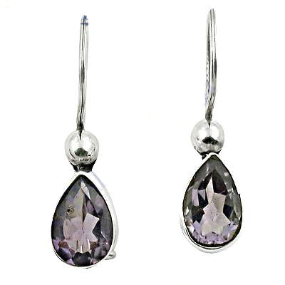 925 Silver Amethyst Teardrop Earrings for Women