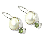 Load image into Gallery viewer, 925 Silver Pearl &amp; Peridot Drop Earrings for Women | Gift
