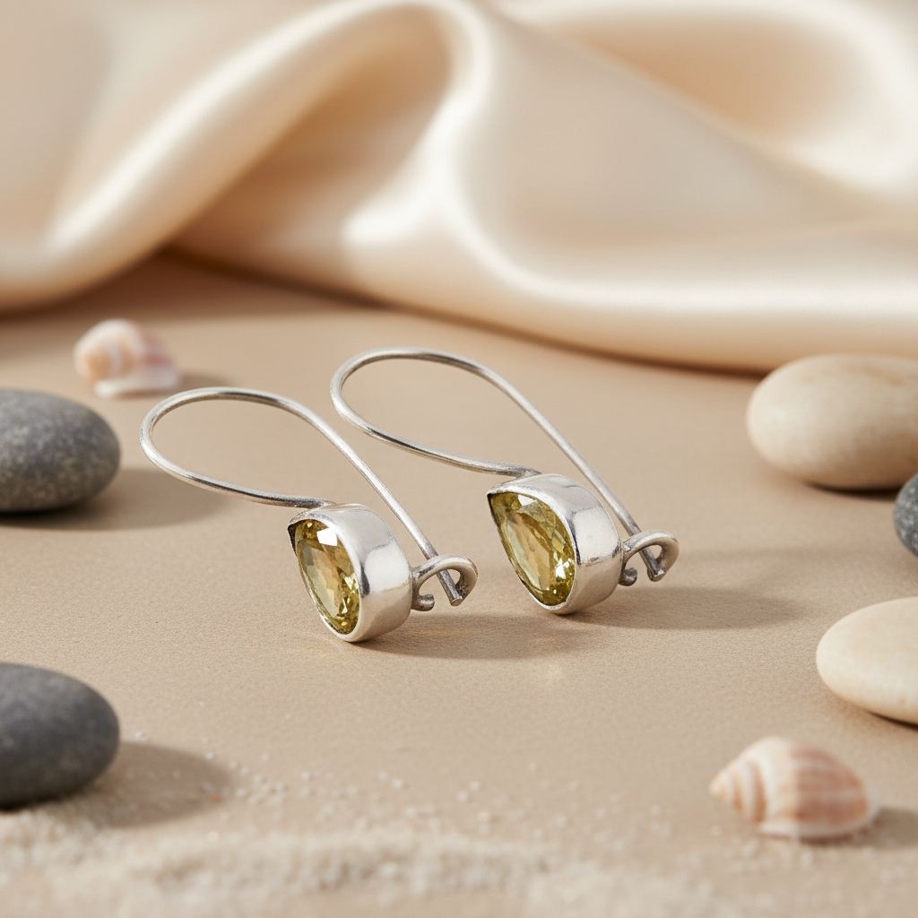 925 Silver Citrine Drop Earrings for Women | Gemstone Jewelry
