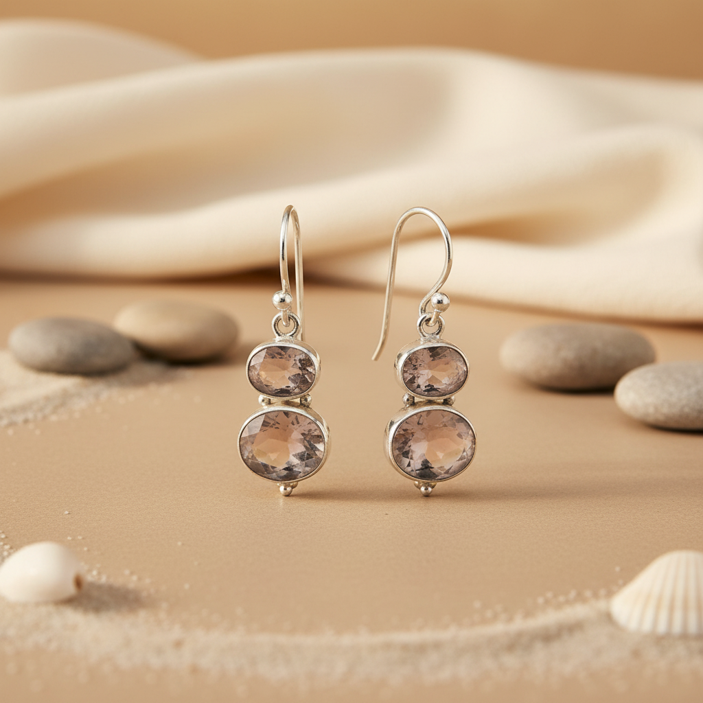 925 Sterling Silver Rose Quartz Earrings | For Women | Gift