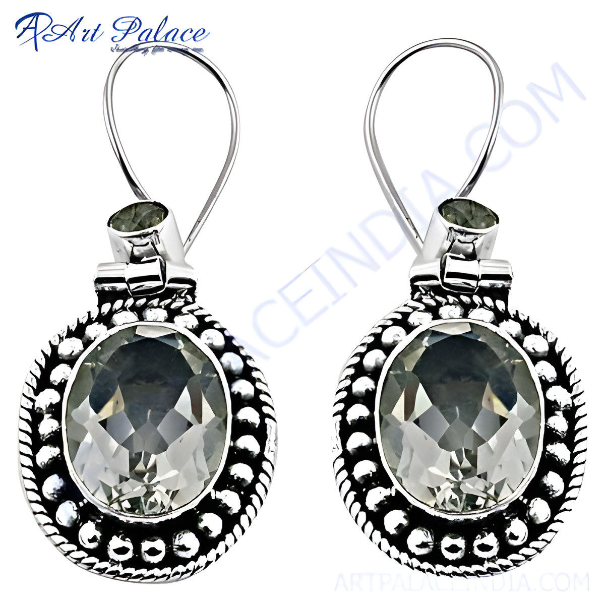 925 sterling silver dangle earrings featuring a large, sparkling gemstone center stone