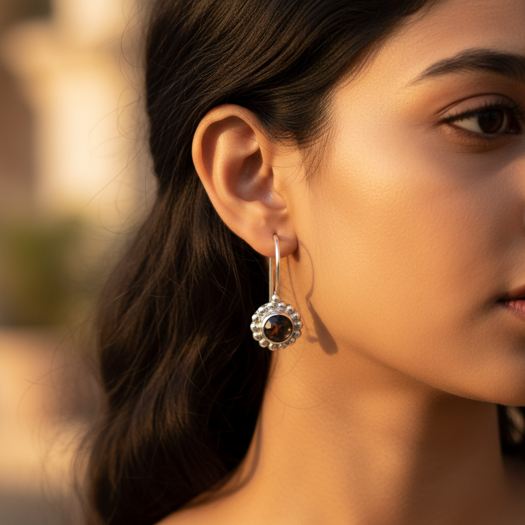 925 Silver Black Stone Drop Earrings for Women | Dangle Jewelry