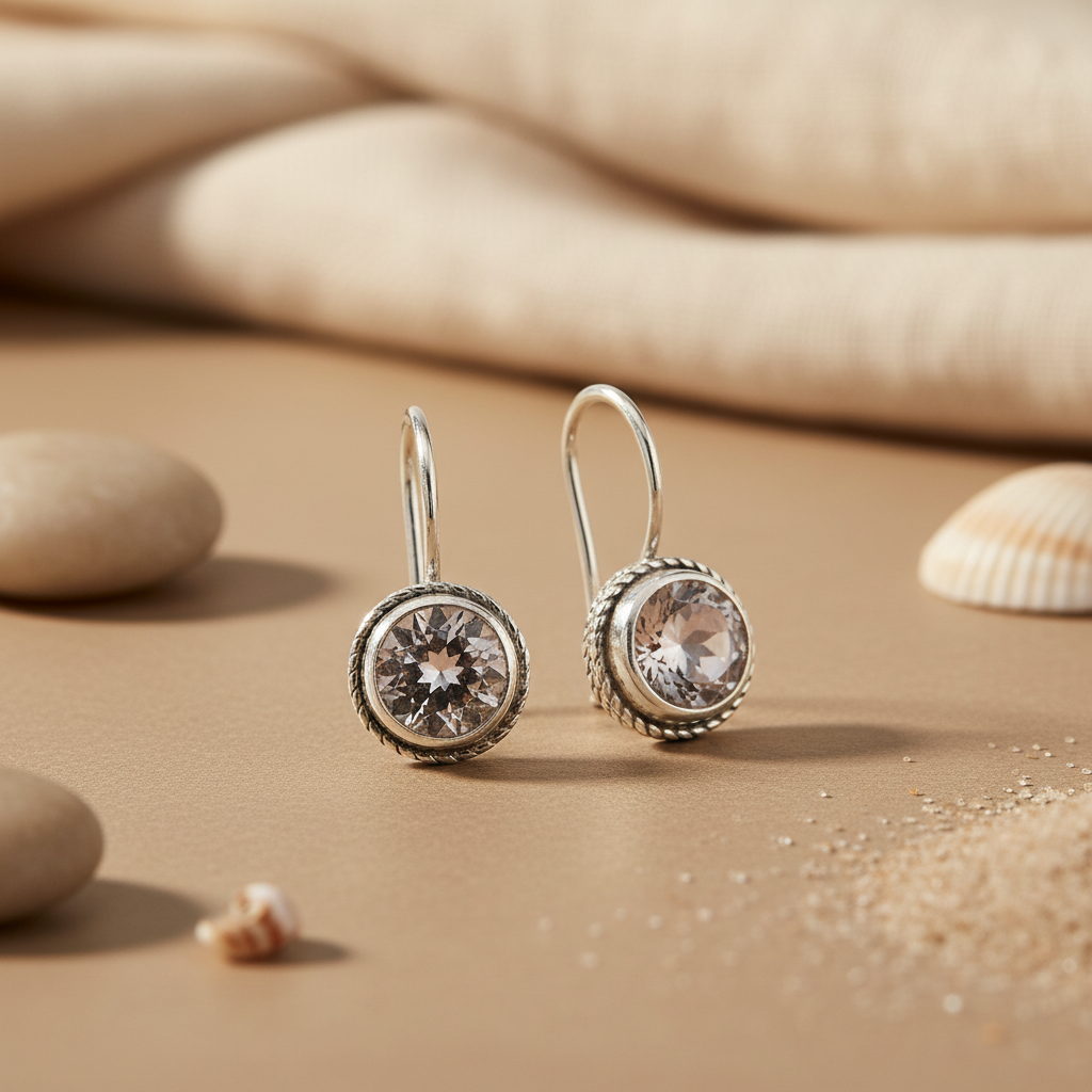 925 Silver White Topaz Drop Earrings for Women | Gift Jewelry