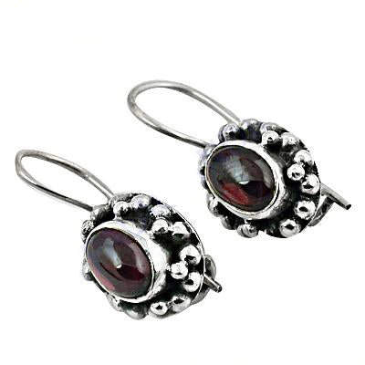 925 Silver Garnet Drop Earrings for Women | Gemstone Jewelry