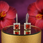 Load image into Gallery viewer, Silver Red Gemstone Earrings for Women | Daily Wear Jewelry
