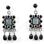 Load image into Gallery viewer, 925 Silver Garnet &amp; Iolite Drop Earrings for Women | Gift
