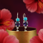 Load image into Gallery viewer, 925 Silver Turquoise &amp; Amethyst Drop Earrings for Women
