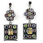 Load image into Gallery viewer, 925 Silver Multi-Gemstone Dangle Earrings | Women's Fashion Jewelry

