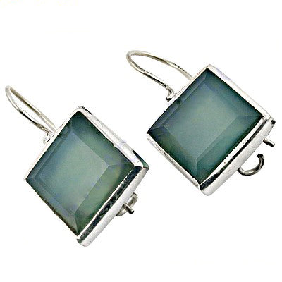 925 Silver Square Chalcedony Earrings for Women | Gift Jewelry