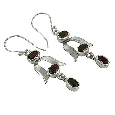925 Silver Garnet Drop Earrings for Women | Gemstone Jewelry