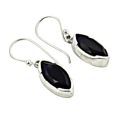 925 Silver Onyx Drop Earrings for Women | Black Gemstone Jewelry