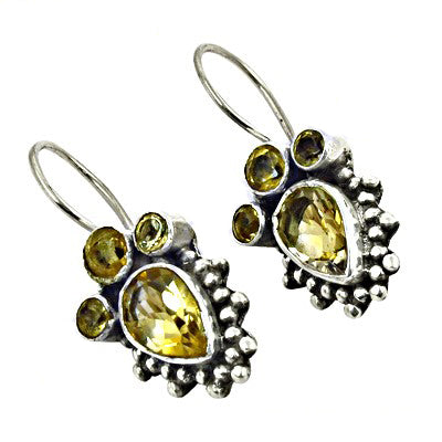 925 Silver Citrine Drop Earrings for Women | Gemstone Jewelry