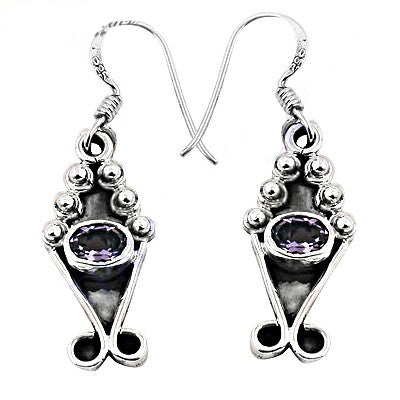 925 Silver Amethyst Drop Earrings for Women | Gemstone Jewelry