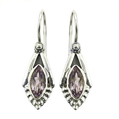 925 Silver Amethyst Drop Earrings for Women | Gemstone Jewelry