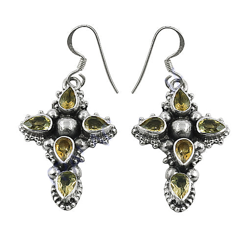 925 Silver Citrine Cross Earrings | Gemstone Jewelry for Women