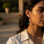 Load image into Gallery viewer, Silver Celtic Knot Earrings with Pearl Beads | Women's Jewelry
