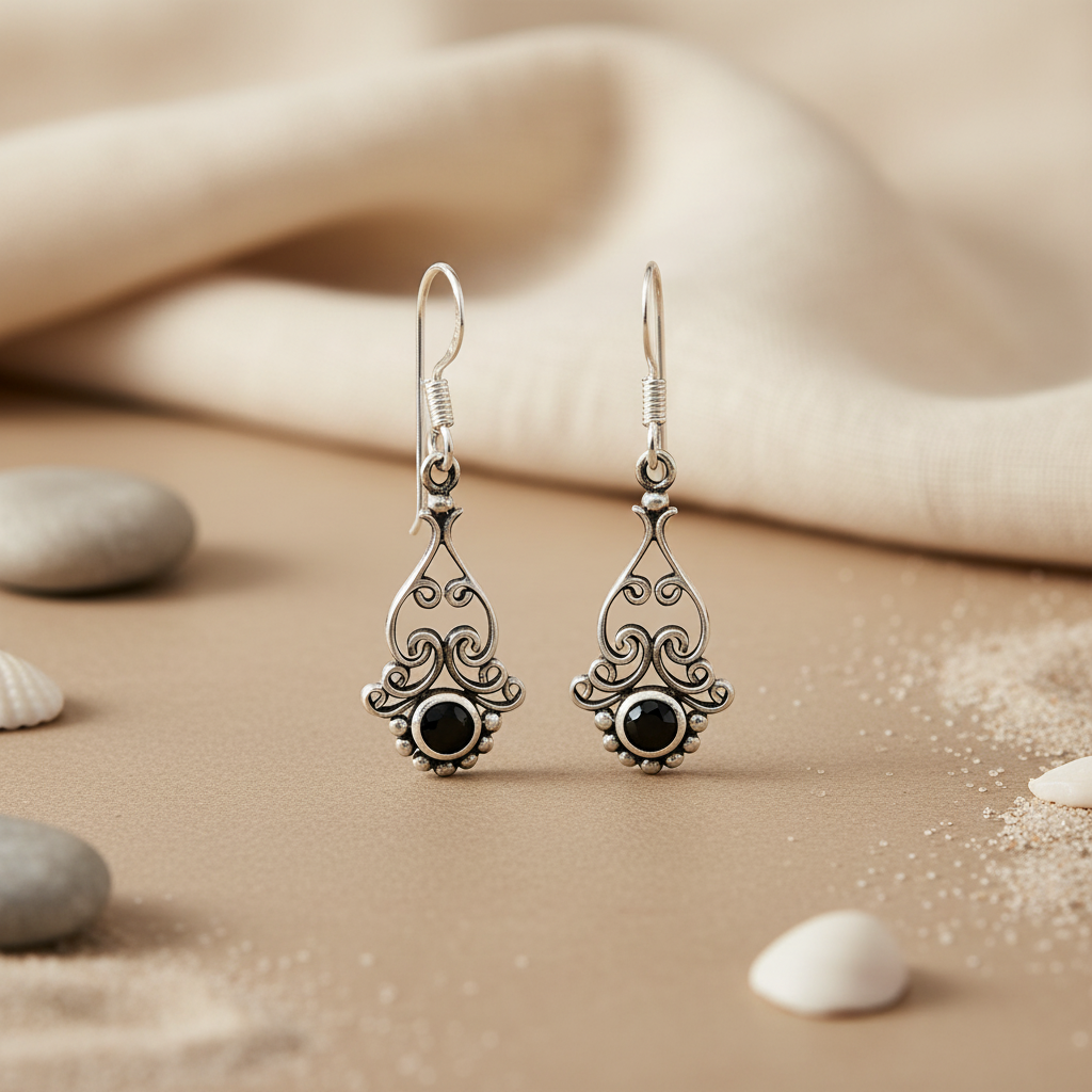 925 Silver Black Onyx Dangle Earrings for Women | Gift Jewelry