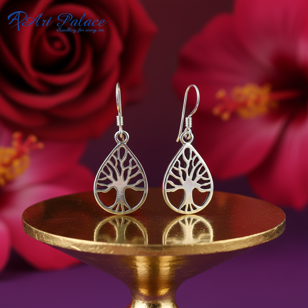 925 Silver Tree of Life Earrings | Teardrop Dangle Earrings