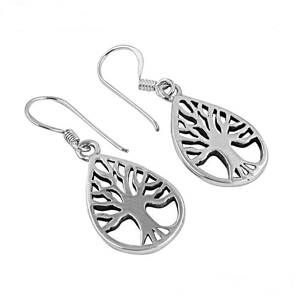 925 Silver Tree of Life Earrings | Teardrop Dangle Earrings