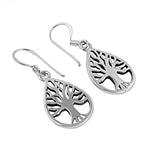 Load image into Gallery viewer, 925 Silver Tree of Life Earrings | Teardrop Dangle Earrings

