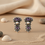 Load image into Gallery viewer, 925 Silver Amethyst &amp; Pearl Earrings for Women | Gift
