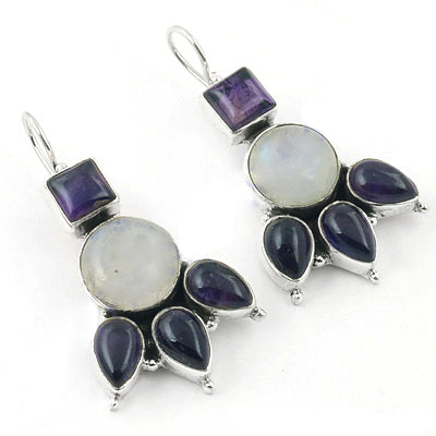 925 Silver Moonstone & Amethyst Earrings for Women