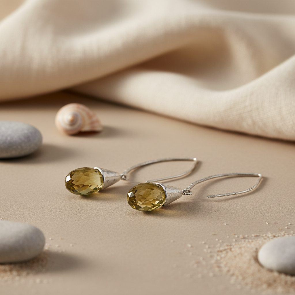925 Silver Citrine Teardrop Earrings for Women | Gemstone Jewelry