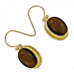 Load image into Gallery viewer, gold plating Tiger Eye Earrings | Oval Gemstone Dangle Earrings for Women
