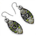 Load image into Gallery viewer, 925 Silver Moonstone &amp; Peridot Earrings for Women | Dangle Jewelry
