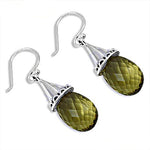Load image into Gallery viewer, 925 Silver Olive Green Quartz Earrings for Women | Dangle Jewelry
