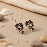 Load image into Gallery viewer, 925 Silver Garnet Drop Earrings for Women | Dangle Earrings

