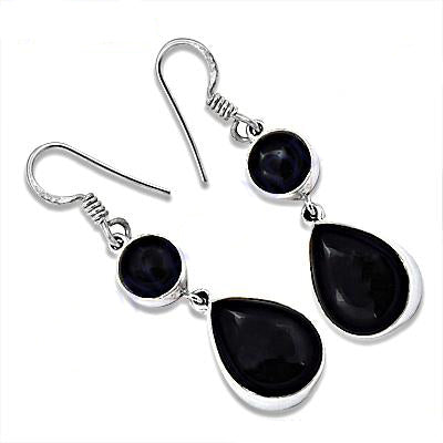 925 Sterling Silver Black Onyx Dangle Earrings for Women
