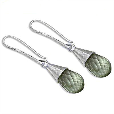 925 Silver Green Amethyst Drop Earrings | Women's Jewelry Gift