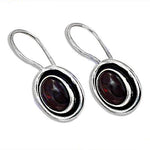 Load image into Gallery viewer, Silver Oval Garnet Drop Earrings for Women | Daily Wear Jewelry
