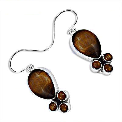 925 Silver Tiger Eye Drop Earrings for Women | Gemstone Jewelry