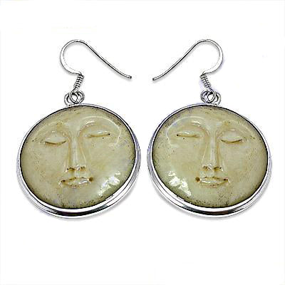 925 Silver Moon Face Drop Earrings for Women | Celestial Jewelry