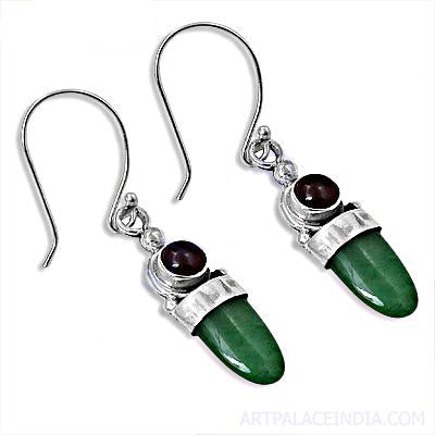 925 Silver Green Stone Drop Earrings | Women's Jewelry Gift