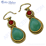 Load image into Gallery viewer, gold plating teardrop earrings featuring turquoise and red gemstones, perfect for any occasion.
