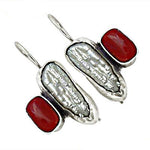 Load image into Gallery viewer, 925 Silver Pearl &amp; Red Coral Earrings for Women | Gift Jewelry
