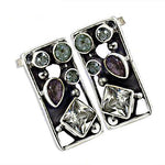 Load image into Gallery viewer, Silver Geometric Stone Earrings for Women | Statement Jewelry
