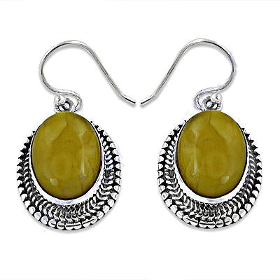 925 Silver Olive Green Gemstone Earrings for Women | Gift